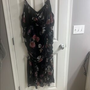 Maurices Black and Pink Ruffled Tiered Midi Dress